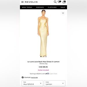 Shona Joy Lemon Lace Back Maxi Dress